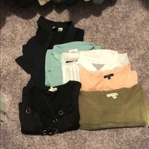 4 Papaya shirts, 1 Poof Excellence sweater, Dress